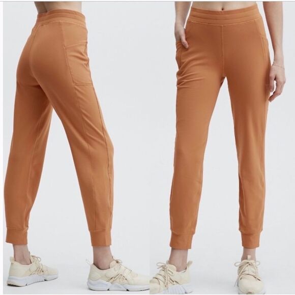 PACT Airplane Joggers 100% Organic Cotton Flat Front Sweatpants Orange S